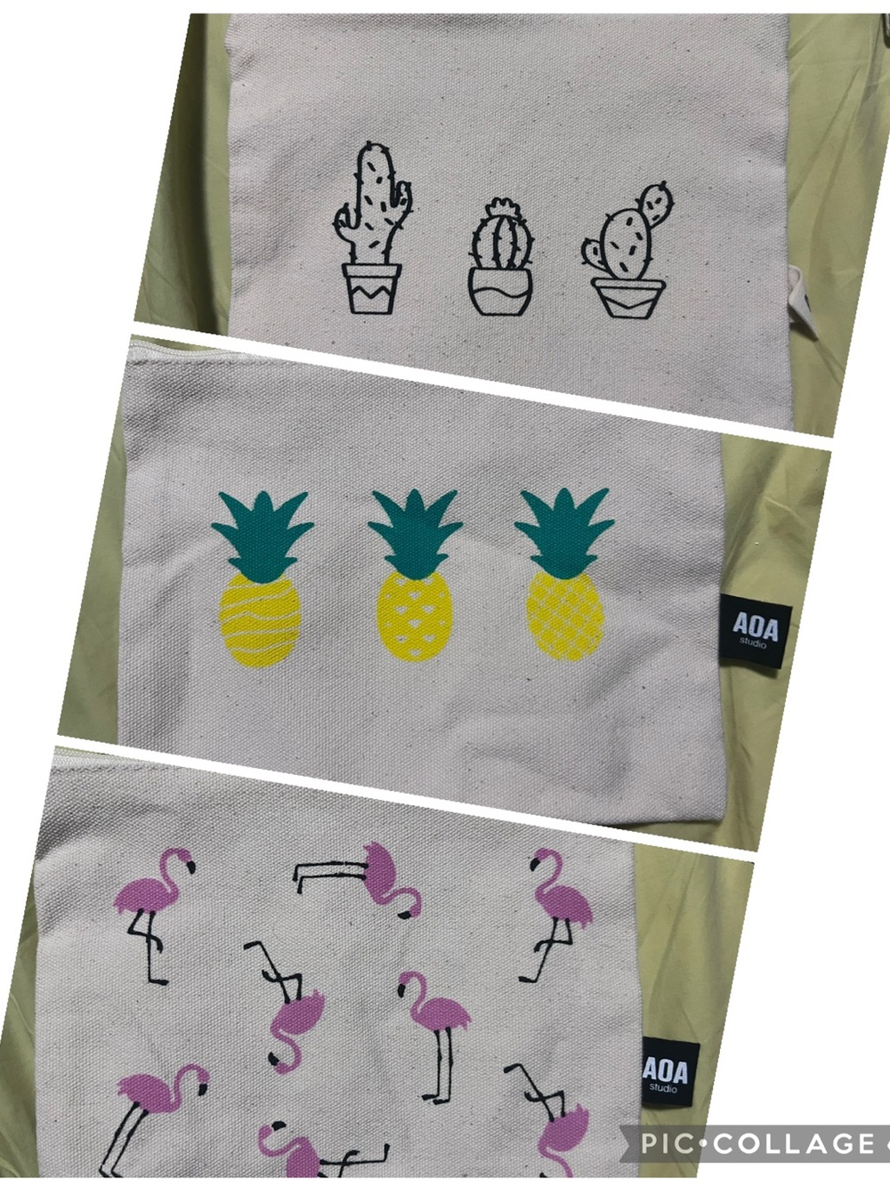 3 canvas zipper pouches